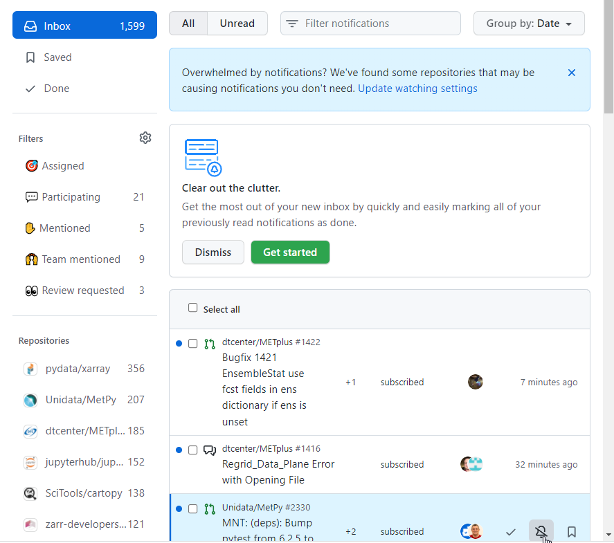 GitHub notification browser