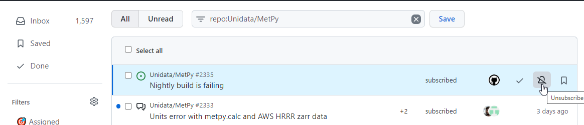 GitHub notification unsubscribe