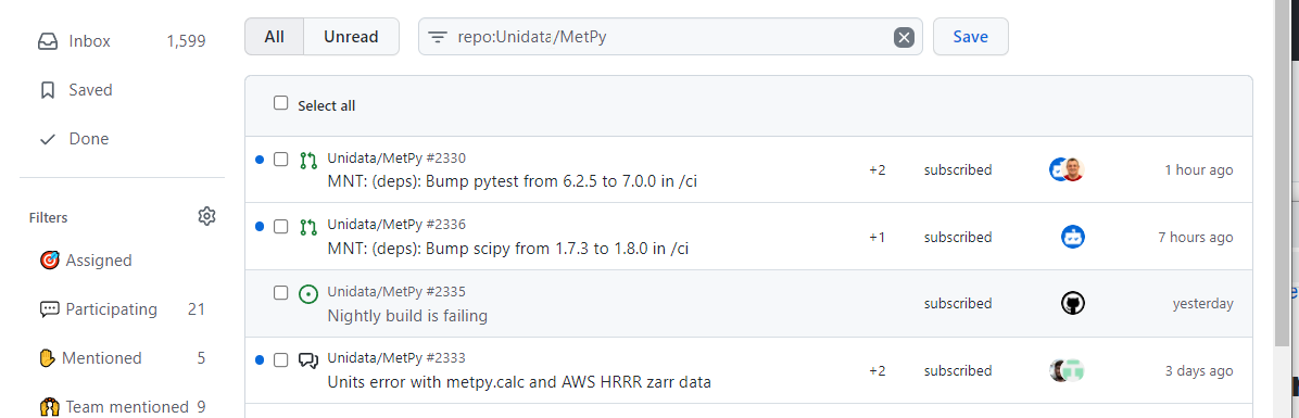 GitHub notification filter